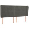 vidaXL T&ecirc;te de lit avec oreilles Gris fonc&eacute; 183x23x118/128 cm Velours