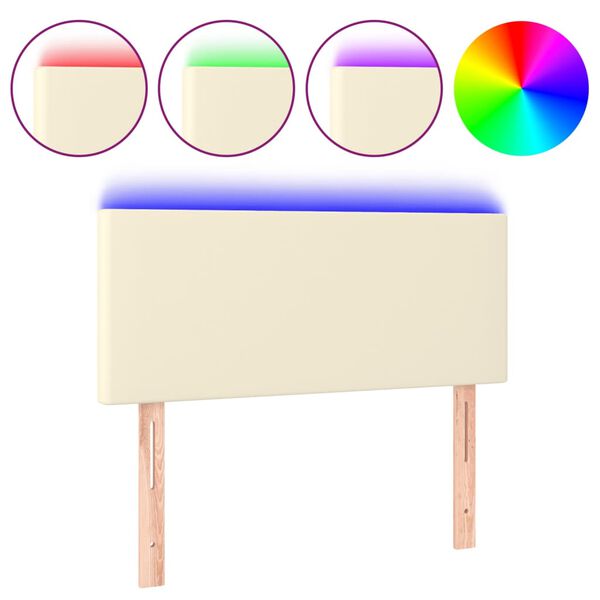 vidaXL T&ecirc;te de lit &agrave; LED Cr&egrave;me 100x5x78/88 cm Similicuir