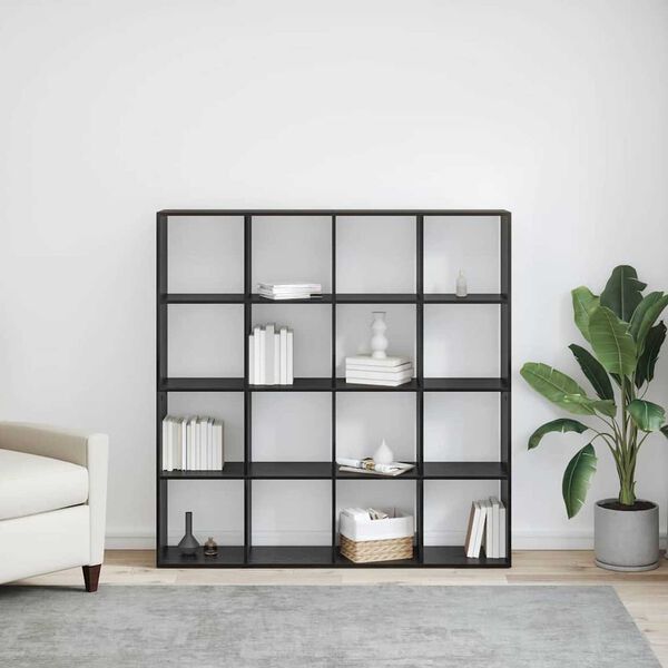 vidaXL Biblioth&egrave;que Ch&ecirc;ne noir 137,5 x 29 x 137,5 cm Bois d'ing&eacute;nierie