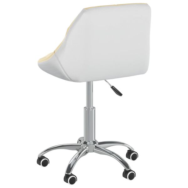 vidaXL Chaise de salle &agrave; manger pivotante Cr&egrave;me et blanc Similicuir