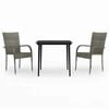 vidaXL Ensemble &agrave; manger de jardin 3 pcs Gris et noir