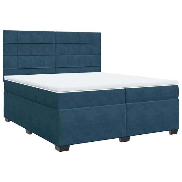 vidaXL Sommier &agrave; lattes de lit et matelas Bleu 200x200 cm velours