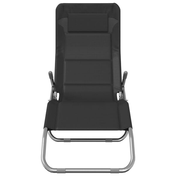 vidaXL Chaises longues pliables lot de 2 noir textil&egrave;ne et acier