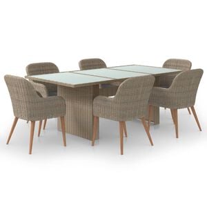 vidaXL Ensemble &agrave; manger de jardin 7 pcs R&eacute;sine tress&eacute;e Marron