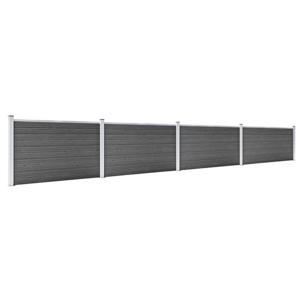 vidaXL Ensemble de panneau de cl&ocirc;ture WPC 699x105 cm Noir
