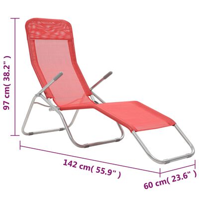 vidaXL Chaises longues pliables lot de 2 Textilène Rouge