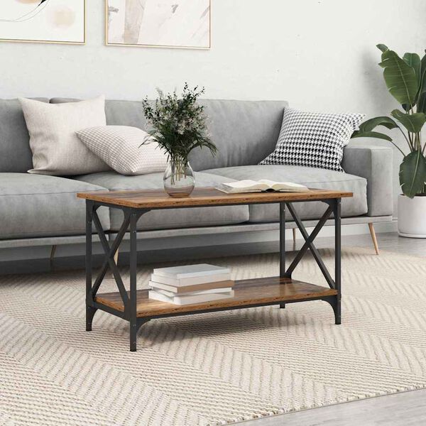 vidaXL Table basse Bois ancien 80 x 45 x 45.5 cm Bois d'ing&eacute;nierie