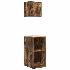 vidaXL Armoires de garage 2 pcs ch&ecirc;ne fum&eacute; bois d'ing&eacute;nierie