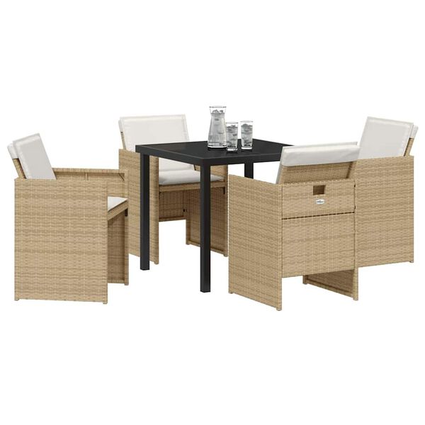 vidaXL Ensemble de salle &agrave; manger pour jardin 5 pcs Beige polyrotin