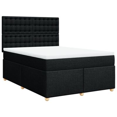 vidaXL Sommier à lattes de lit avec matelas Noir 140x200 cm Tissu