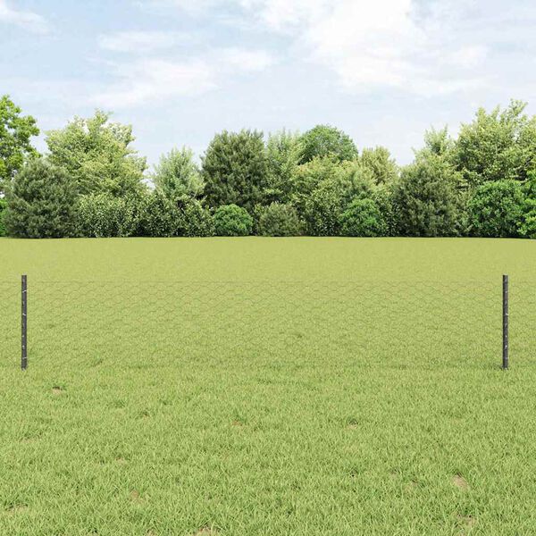 vidaXL Cl&ocirc;ture avec poteau Gris 0,4 x 10 m Acier et PVC