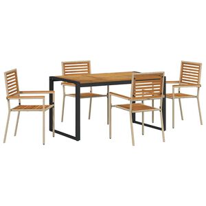 vidaXL Ensemble de salle &agrave; manger pour jardin 5 pc Beige et Marron