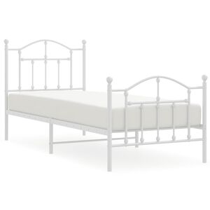 vidaXL Cadre de lit m&eacute;tal sans matelas avec pied de lit blanc 90x200cm