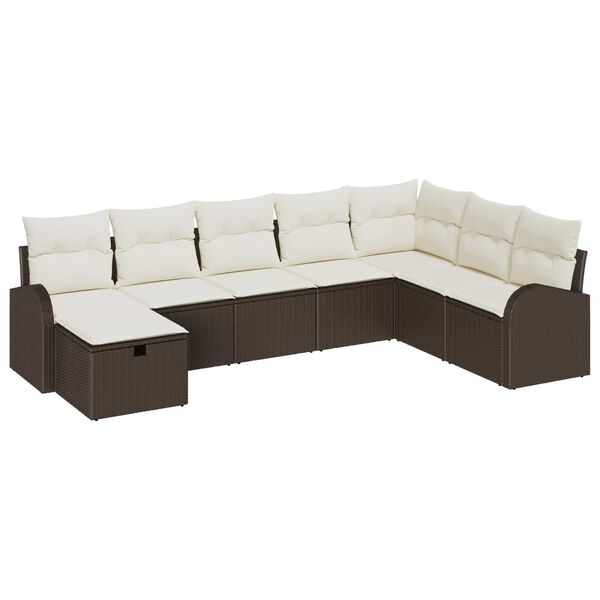 vidaXL Ensemble de canap&eacute; de jardin 8 pcs Marron Poly rotin
