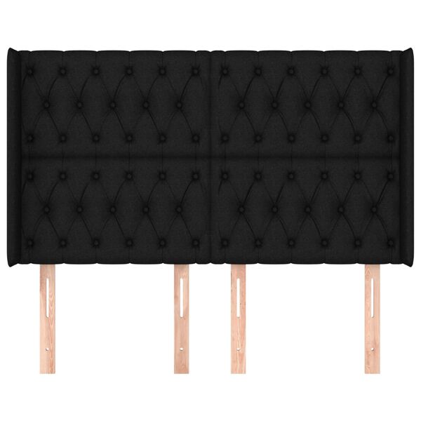 vidaXL T&ecirc;te de lit avec oreilles Noir 163x16x118/128 cm Tissu