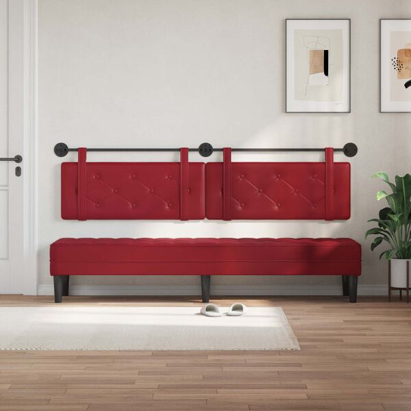 vidaXL T&ecirc;te de lit suspendue Bordeaux 210 x 55 x 5 cm Simili cuir