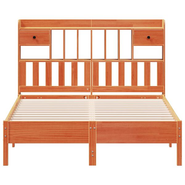 vidaXL Lit biblioth&egrave;que sans matelas cire marron 160x200 cm pin massif