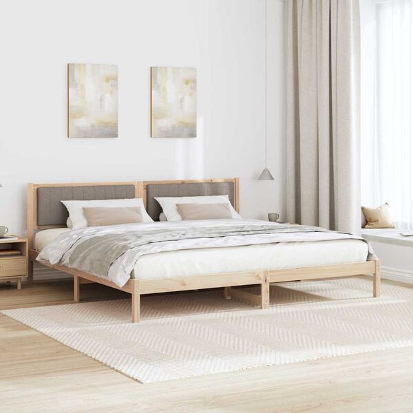 vidaXL Cadre de lit avec t&ecirc;te de lit Taupe 200 x 200 cm Pin massif