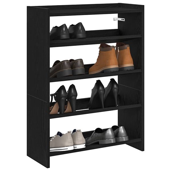 vidaXL &Eacute;tag&egrave;re &agrave; chaussures noir 60x25x81 cm bois d'ing&eacute;nierie