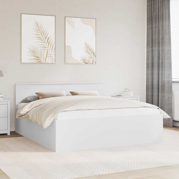 vidaXL Cadre de lit Blanc 180 x 200 cm Bois d'ing&eacute;nierie