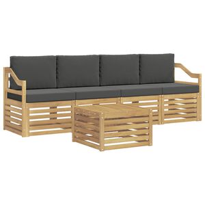vidaXL Ensemble de canap&eacute;s d'ext&eacute;rieur 5 pc Blanc et anthracite