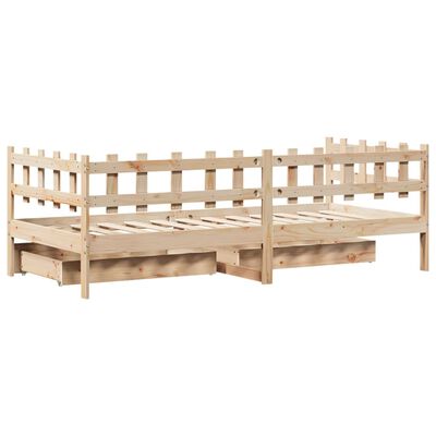 vidaXL Lit de jour avec tiroirs sans matelas 90x200 cm bois massif