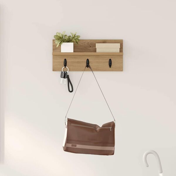 vidaXL Porte-manteau mural Ch&ecirc;ne artisanal 40 x 10,5 x 18 cm