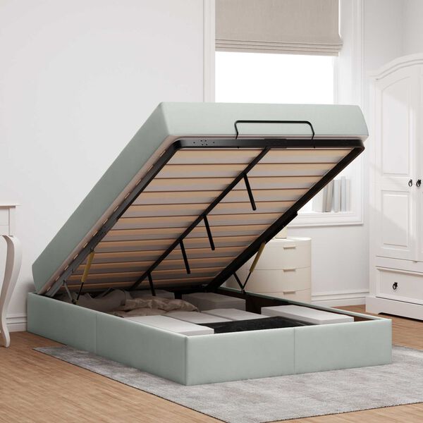 vidaXL Cadre de lit avec matelas avec matelas 2 pcs Gris clair Velours