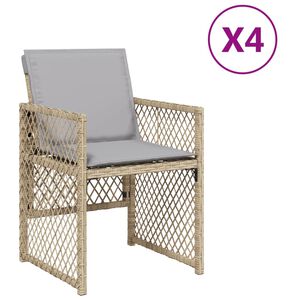 vidaXL Chaises de jardin avec coussins lot de 4 m&eacute;lange beige