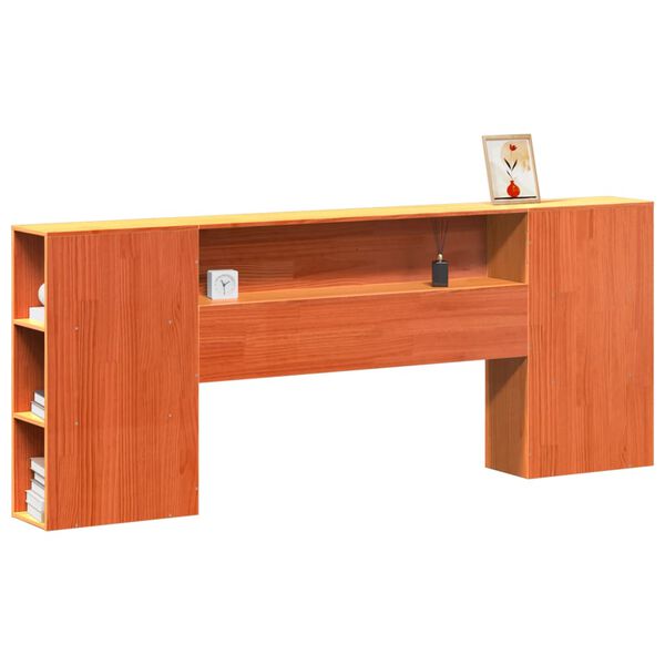 vidaXL T&ecirc;te de lit avec rangement cire marron 200cm bois massif de pin