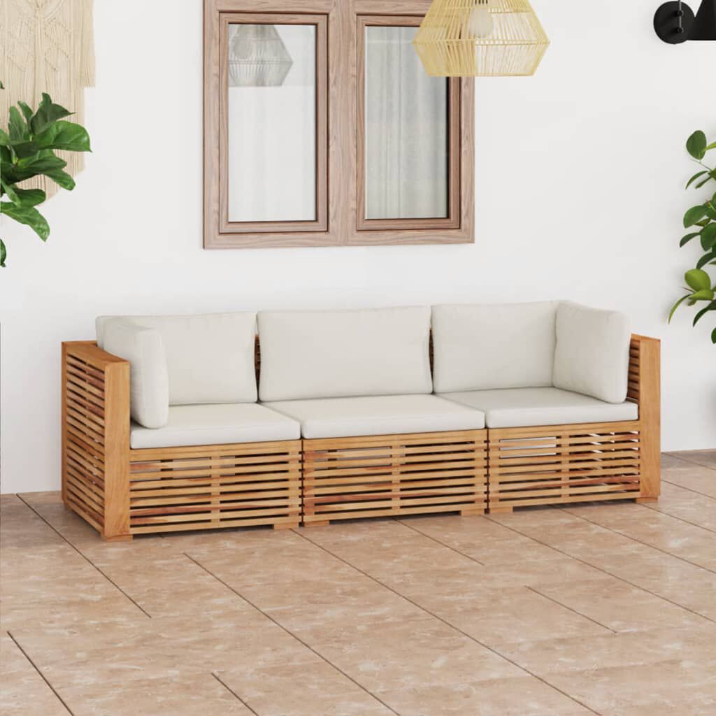 vidaXL Canapé 3 Places avec Coussins Sofa de Terrasse Meuble de Terrasse Canapé d'Extérieur Sofa de Jardin Meuble d'Extérieur Bois de Pin Massif 