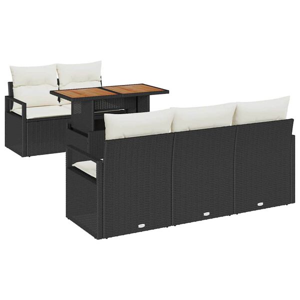 vidaXL Ensemble de canap&eacute; de jardin 6 pcs Noir Poly rotin