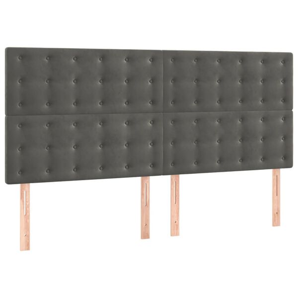 vidaXL T&ecirc;te de lit Gris fonc&eacute; 200 x 5 x 118/128 cm Velours