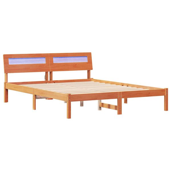 vidaXL Cadre de lit avec t&ecirc;te de lit Brun cire 150 x 200 cm Pin massif