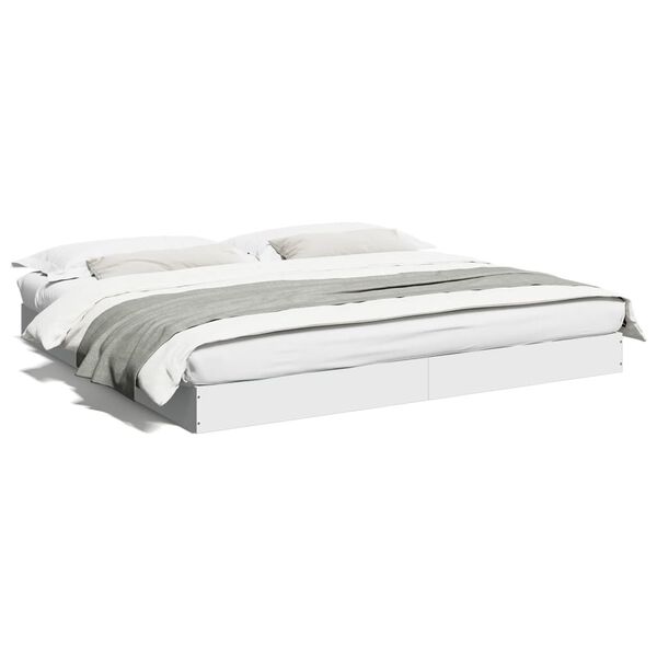 vidaXL Cadre de lit sans matelas blanc 200x200 cm bois d'ing&eacute;nierie