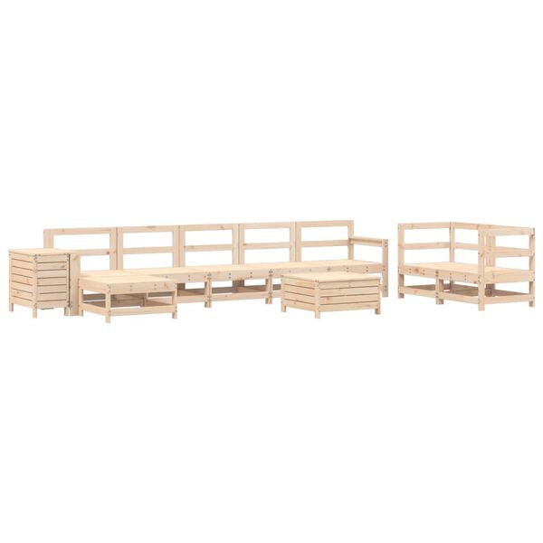 vidaXL Salon de jardin 10 pcs bois de pin massif