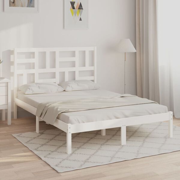vidaXL Cadre de lit sans matelas blanc bois massif 140x190 cm