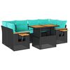 vidaXL Salon de jardin 7 pcs avec coussins noir r&eacute;sine tress&eacute;e