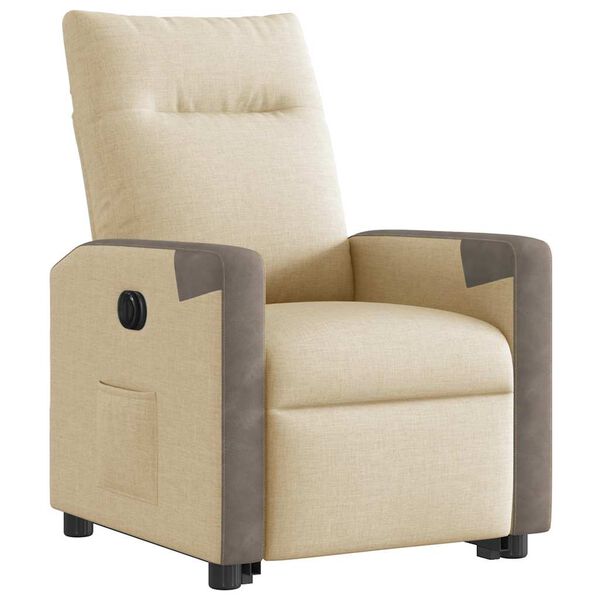 vidaXL Fauteuil inclinable &eacute;lectrique cr&egrave;me tissu