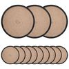vidaXL Placemets en jute 12 pcs Naturel et noir &Oslash; 30 cm