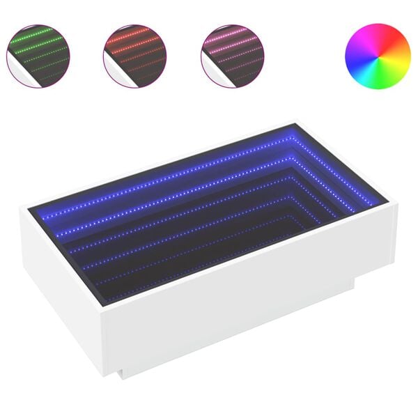 vidaXL Table basse avec LED blanc 90x50x30 cm bois d'ing&eacute;nierie