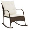 vidaXL Chaise &agrave; bascule de jardin avec coussins marron r&eacute;sine tress&eacute;e