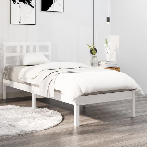 vidaXL Cadre de lit sans matelas blanc 100x200 cm bois massif