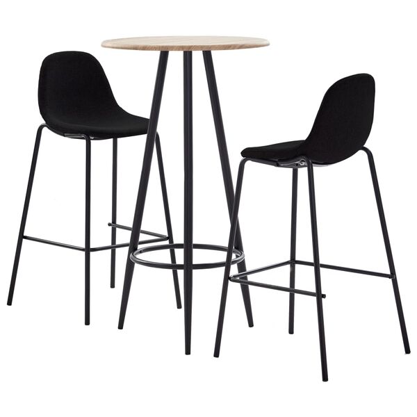 vidaXL Ensemble de bar 3 pcs Tissu Noir