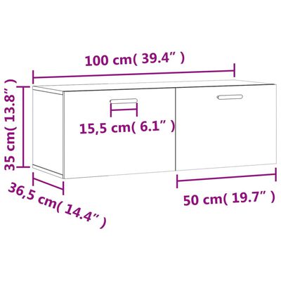 vidaXL Armoire murale blanc brillant 100x36,5x35 cm bois d'ingénierie