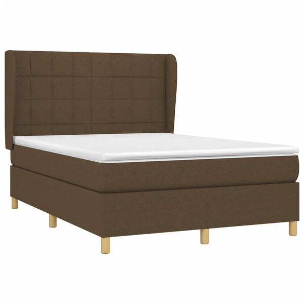vidaXL Sommier &agrave; lattes de lit avec matelas Marron fonc&eacute; 140x200 cm