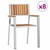 vidaXL Chaise de jardin 8 pc Bois d'acacia massif et acier inoxydable