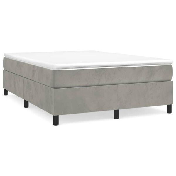 vidaXL Sommier &agrave; lattes de lit et matelas Gris clair 140x190cm Velours