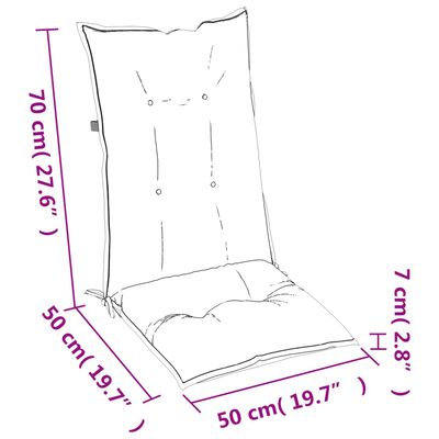 vidaXL Coussins de chaise de jardin dossier haut lot de 2 taupe tissu