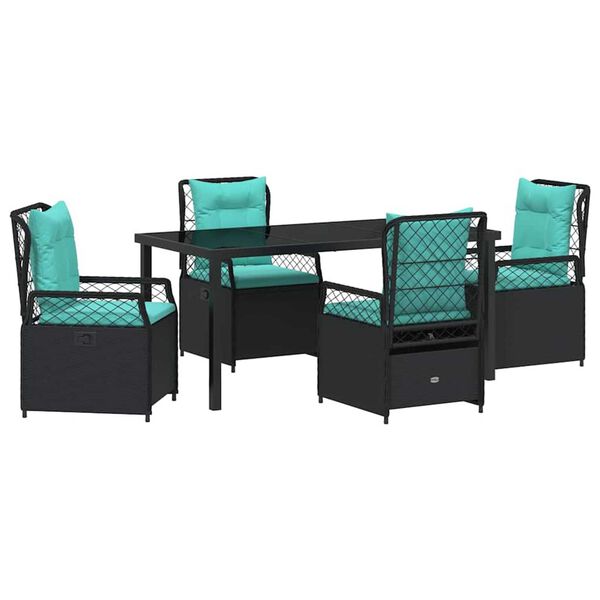vidaXL Ensemble de salle &agrave; manger pour jardin 5 pcs Noir polyrotin